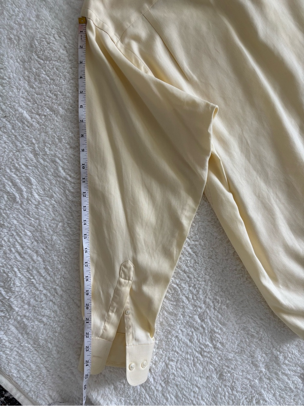 Joseph Abboud Pale Yellow Herringbone Egyptian Cotton Dress Shirt Size 17 34/35 - Picture 6 of 6